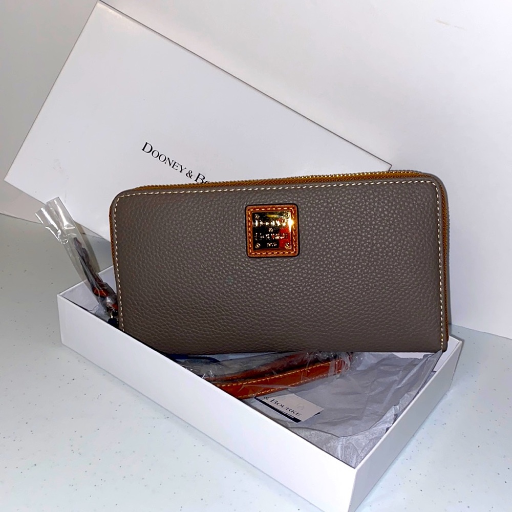 Dooney & Bourke Pebble Leather Wristlet/Wallet ELEPHANT COLOR